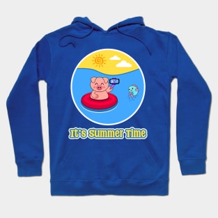 It's Summer Time Cute Pig and Fish Hoodie